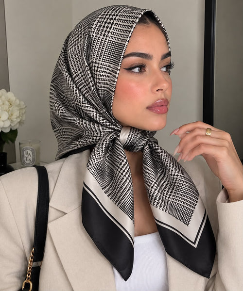 Foulard Satiné Premium Pied-de-poule - Effet Soie